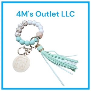 Mint Beaded Keychain with Tassel
